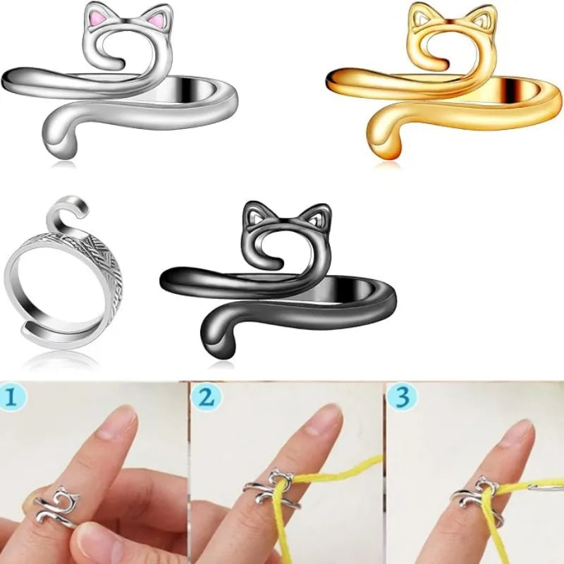 MIUSIE 2pcs Adjustable Knitting Crochet Loop Ring Knittied Yarn Guide