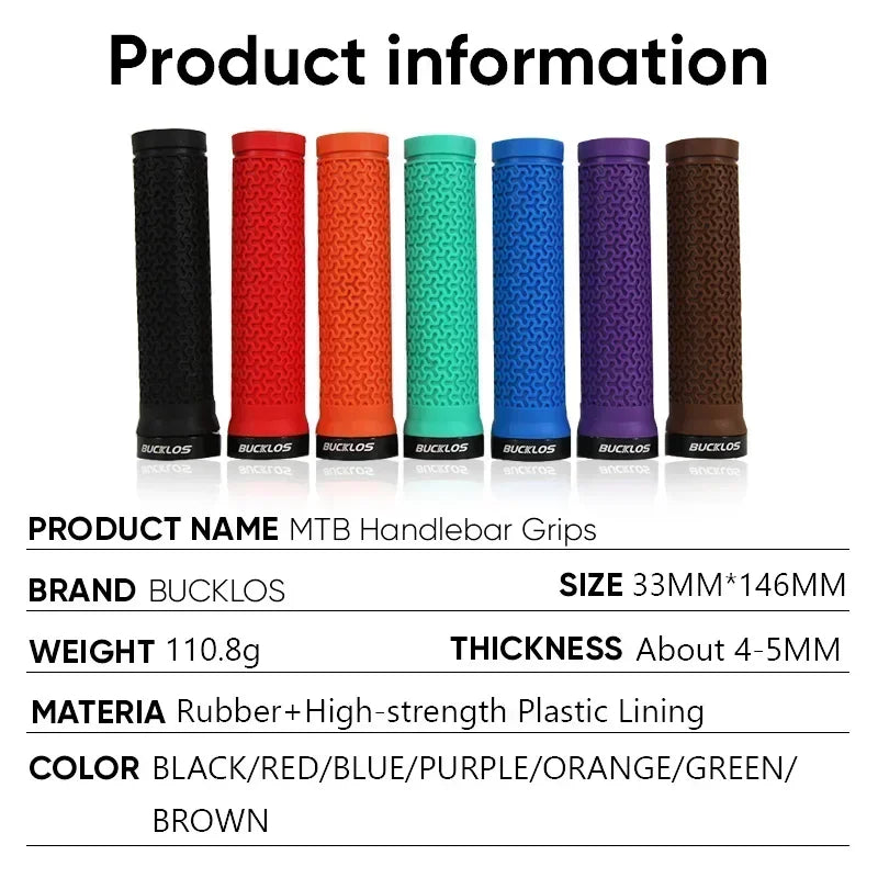 BUCKLOS Bicycle Handle Soft Rubber Mountain Bike Grips Lock on Bicycle