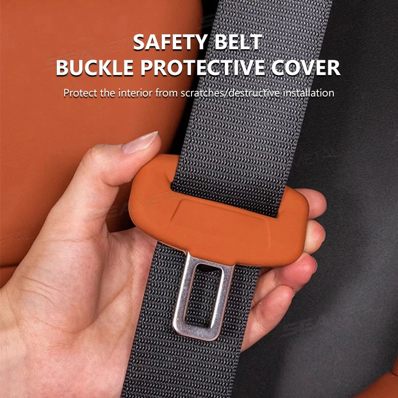 BLALION 2Pcs Seat Belt Buckle Cover Anti-Scratch Rubber Car Seat