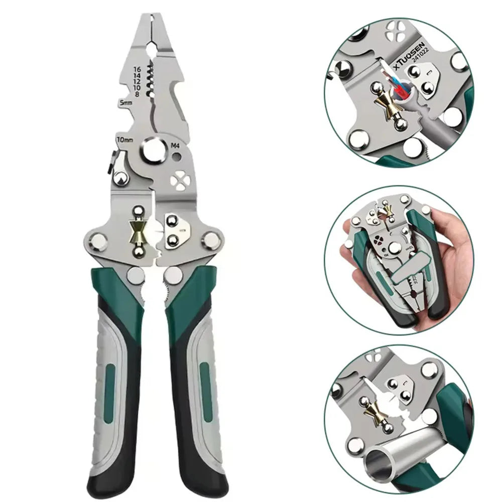 Foldable 18-in-1 Wire Stripping Pliers Crimping Tool - Multifunctional