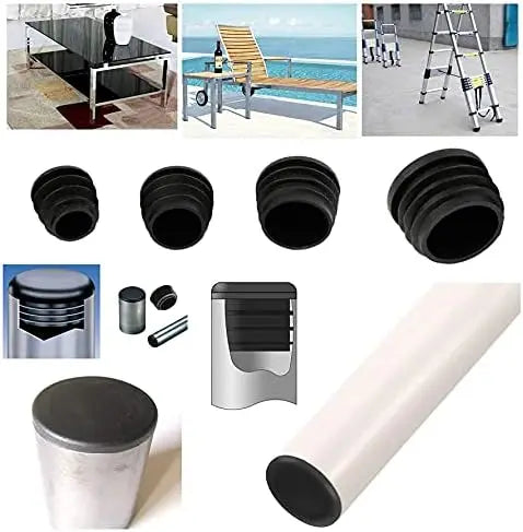 8 PCS Black Round Plastic Blanking End Cap Tube Pipe Inserts Plug Bung