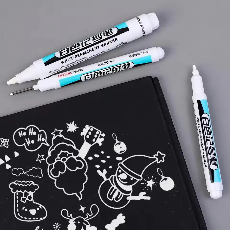 0.7/1.0/2.5MM White Permanent Marker Pens Markers Paint Pen For Wood