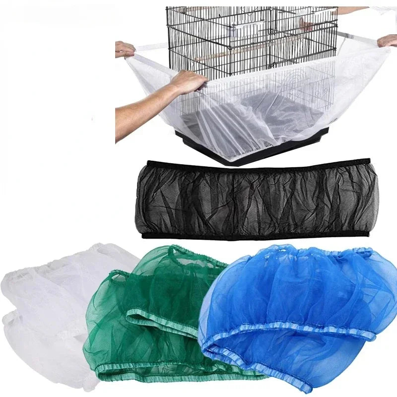Mesh Bird Cage Cover Shell Skirt Net Easy Cleaning Catcher Guard Bird
