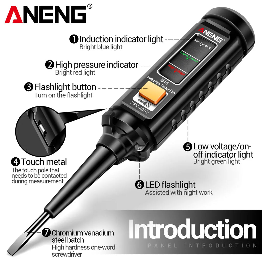 ANENG B15 Induction Teste Pen Highlight Color Light Professional AC