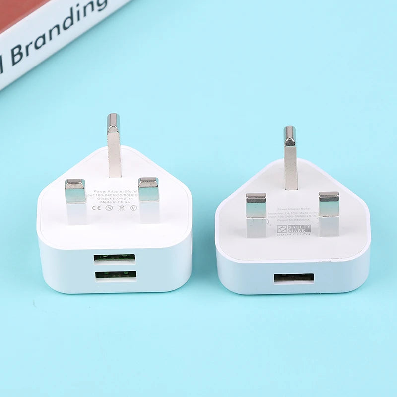 Universal UK Plug 3 Pin Wall Charger Adapter With 1/2 USB Ports