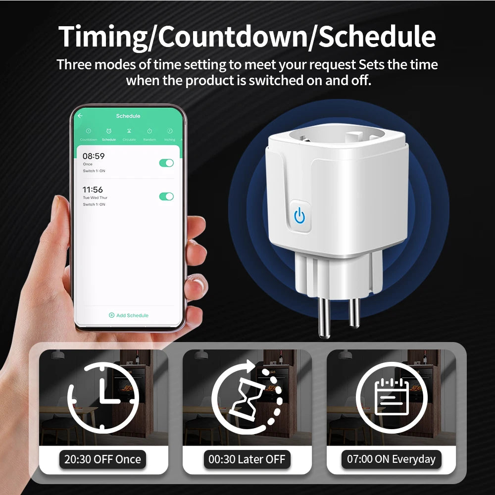 TNCE Tuya Wifi/Zigbee3.0 Smart Socket EU Plug 16/20A Power Monitor