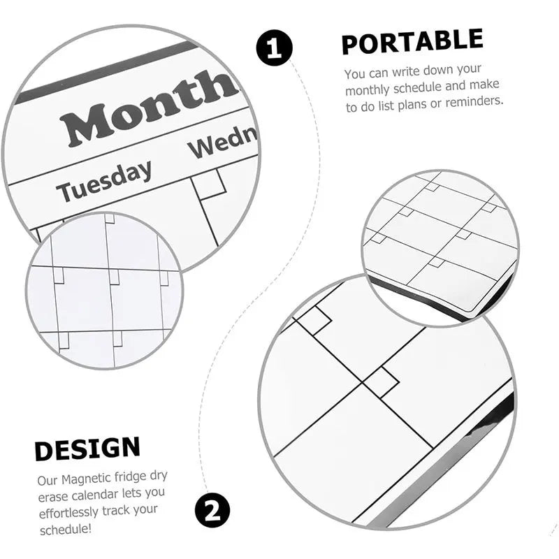 Fridge  magnets Monthly Calendar Magnetic Stickers Waterproof Erasable