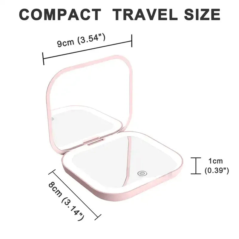 Compact Mini Gift Vanity Folding Cosmetic Mirror with Lights Portable