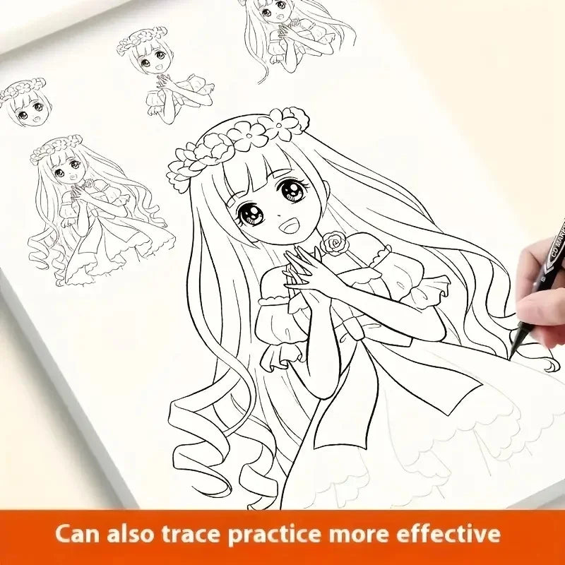 Anime Character Line Art Drawing Book for Beginners - 48 Pages of