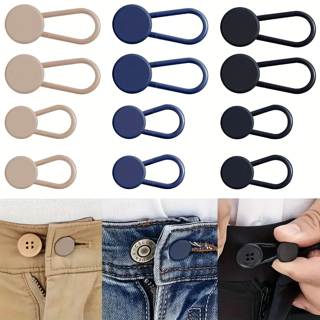 Easy-Adjust 4/12-Pack No-Sew Jean Waist Extenders - Adjustable Pants