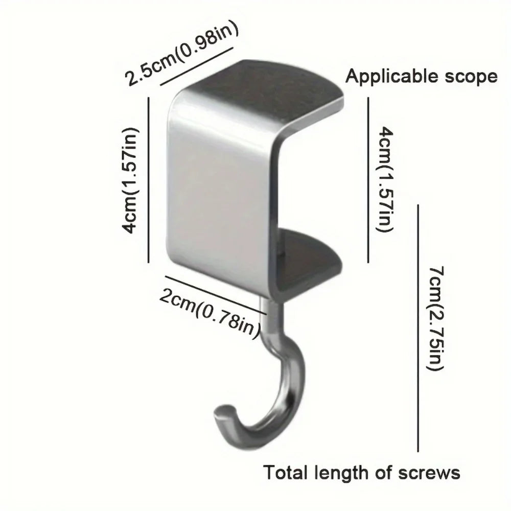 1/2pcs 360° Rotatable Steel Table Hooks - Detachable, Non-Destructive