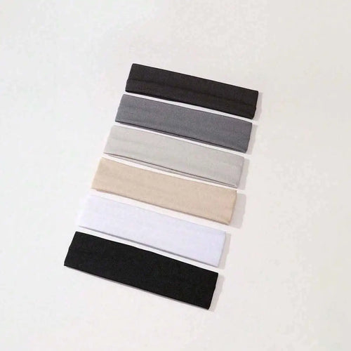 6pcs Simple Basic Solid Color Sports Yoga Headband to Absorb Sweat For