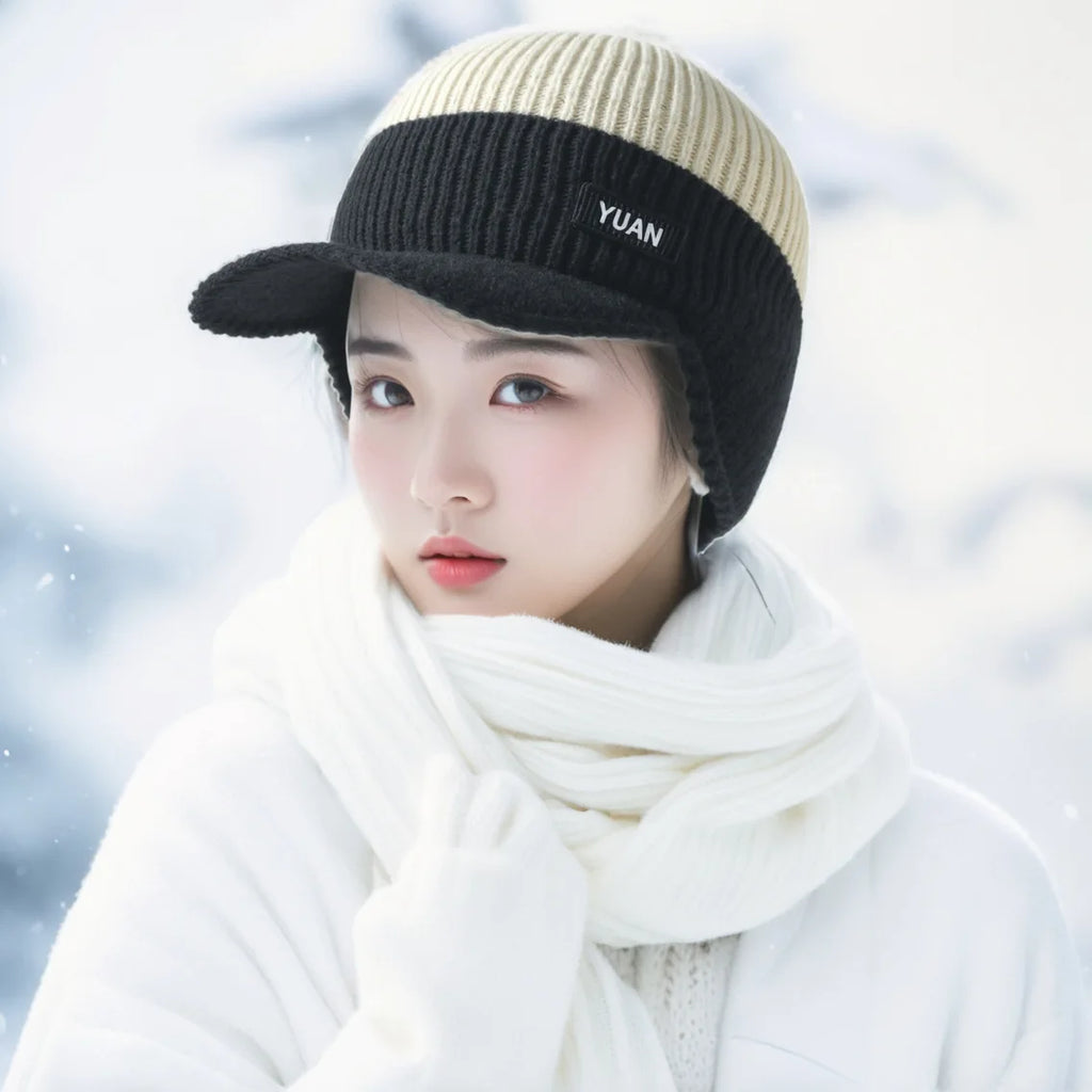 Winter velvet thickened anti cold warm woolen hat riding windproof