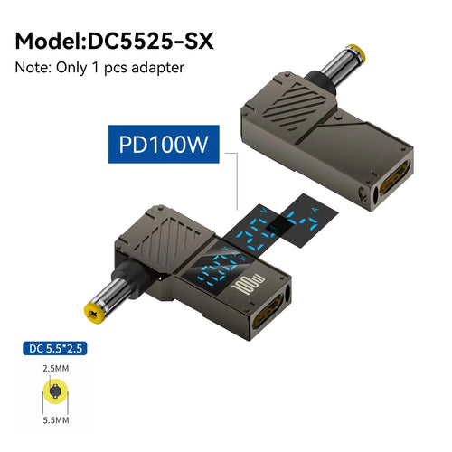 PD100W Type-C to DC Plug Converter USB C to DC Laptop Charging Adapter