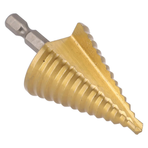 HSS Step Drill Bit Straight Groove Titanium Coated Wood Metal Hole