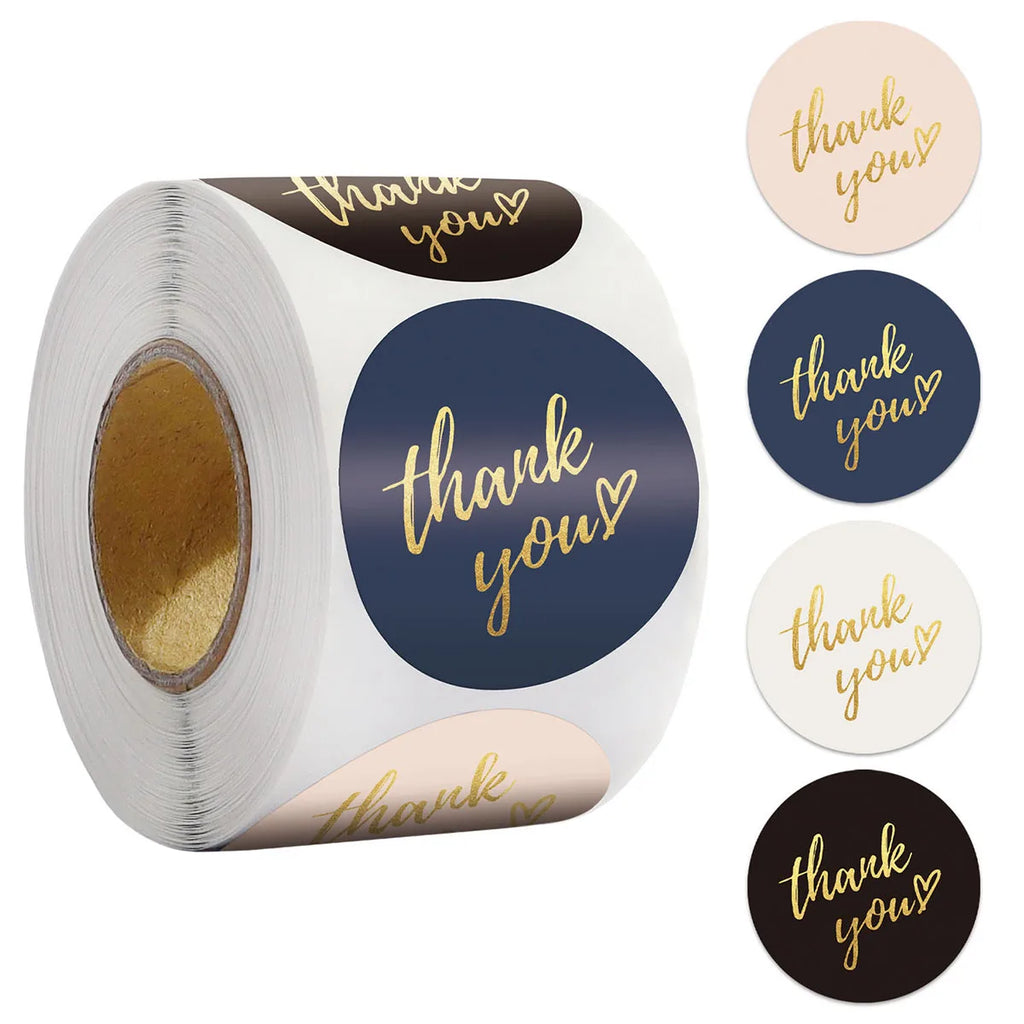 50-500pcs 1inch Blue Thank You Stickers For Envelope Sealing Labels