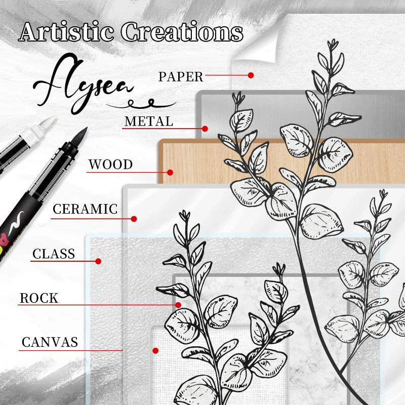 8pcs Black and White Acrylic Paint Markers Set, Large Ink Capacity,
