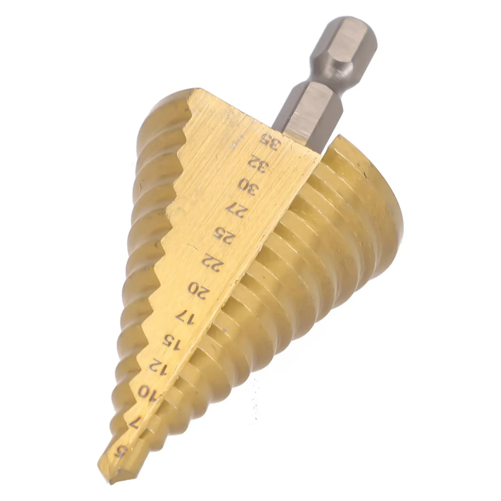 HSS Step Drill Bit Straight Groove Titanium Coated Wood Metal Hole