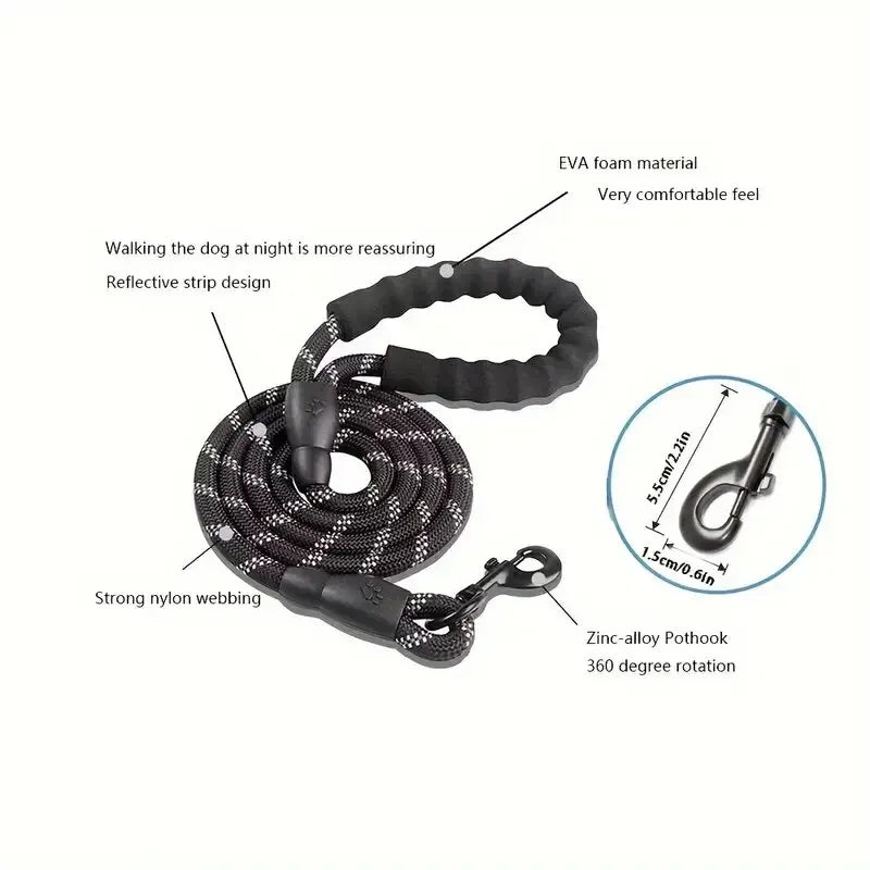 Reflective Dog Leash With Comfortable Padded Handle - Double Heavy