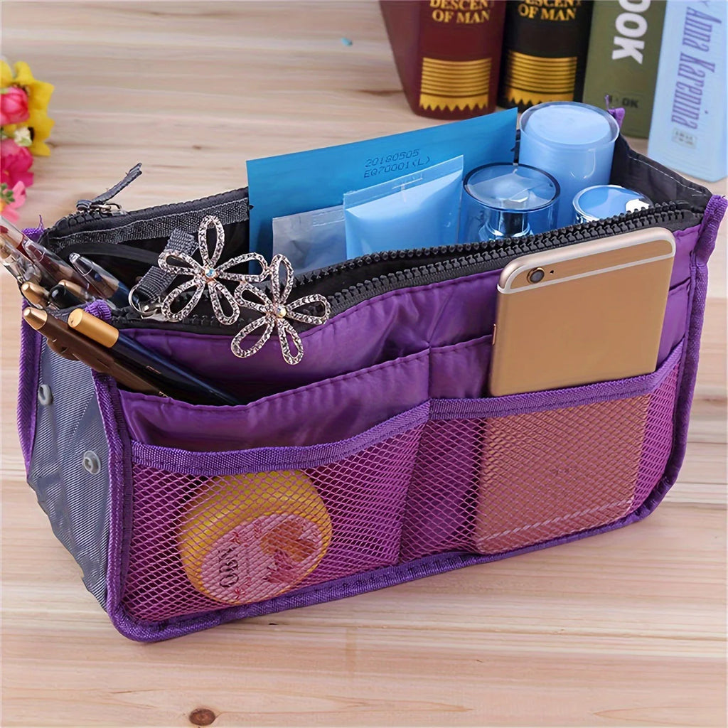 Multifunctional Bi-fold Storage Bag Double Zipper Large Capacity