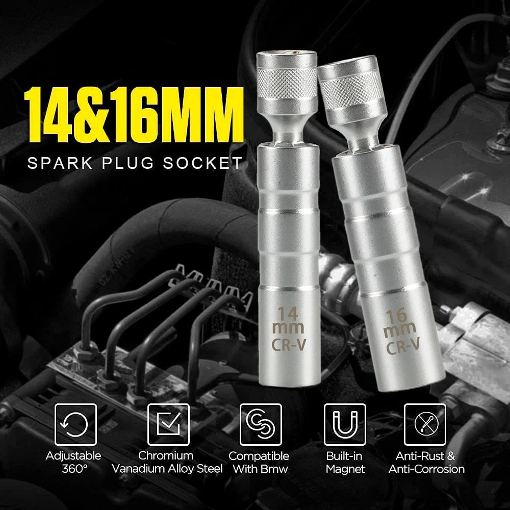 Spark Plug Socket Wrench Adapter 14mm16mm Set Universal Joint with