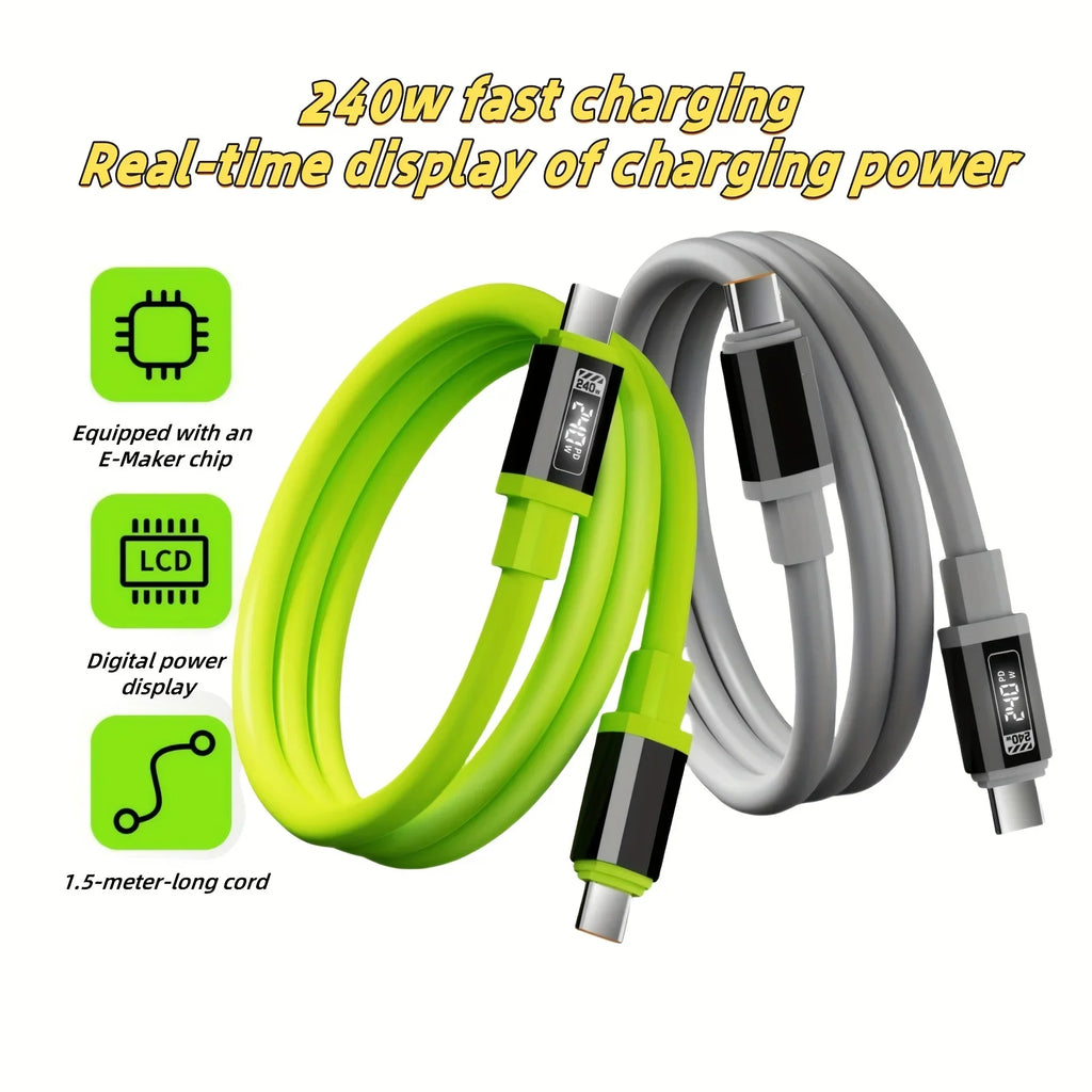 1.5m Fast Charging 27/120/240W USB Type-C To Type-C Cable Real-Time