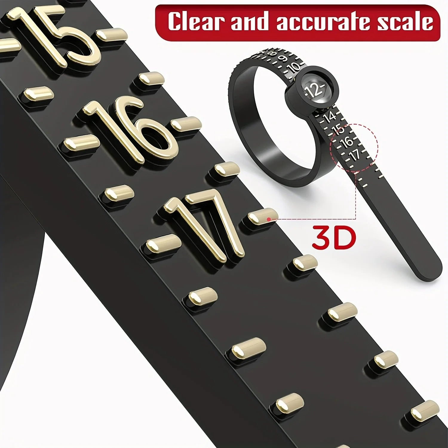 Ring Sizer with Magnifier - US/UK/EU/HK Jewelry Measuring Ruler for