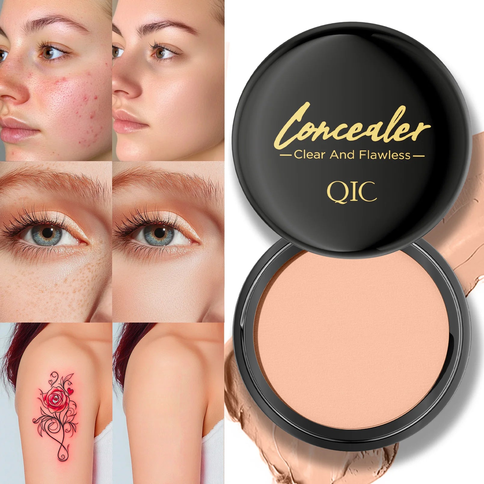Hydrating Eye Brightening Concealer&Contour Cream-Full Coverage,Long
