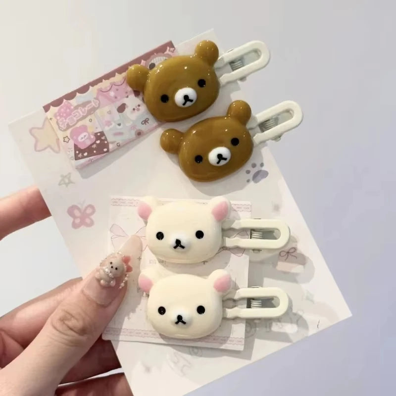 Cute Bear Hairpins Set Preppy Headdress Plastic Hair Sweet Accessories