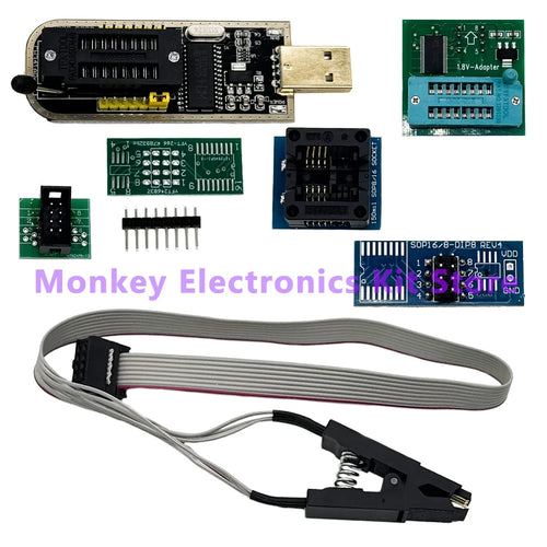 CH341A Programmer adapter + SOP8 clip+ SOIC8 adapter with cable+1.8V
