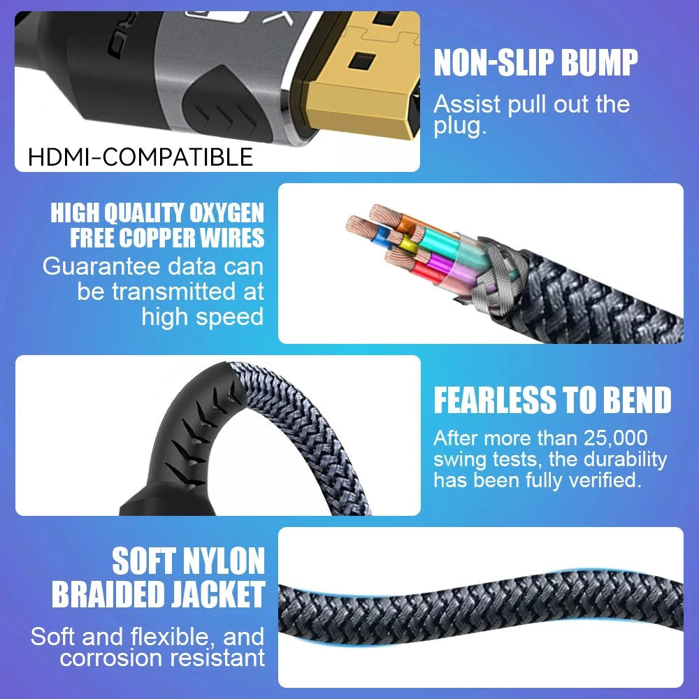 8K HDMI-Compatible Cable 4K@120Hz 8K@60Hz HDMI 2.1 Cable 48Gbps