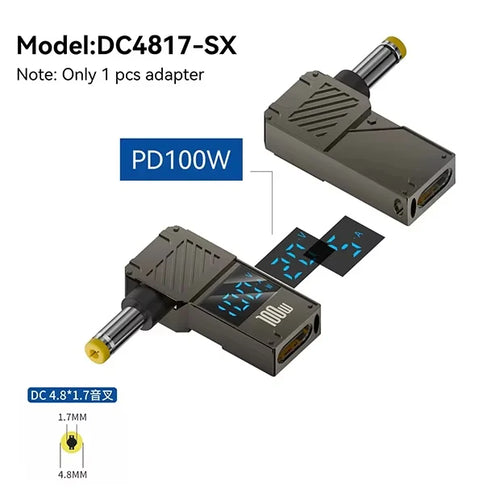 PD100W Type-C to DC Plug Converter USB C to DC Laptop Charging Adapter