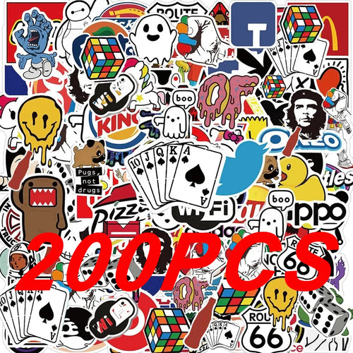 50/100/300Pcs Fashion Cool Brand Logo Stickers Aesthetic Motorcycle