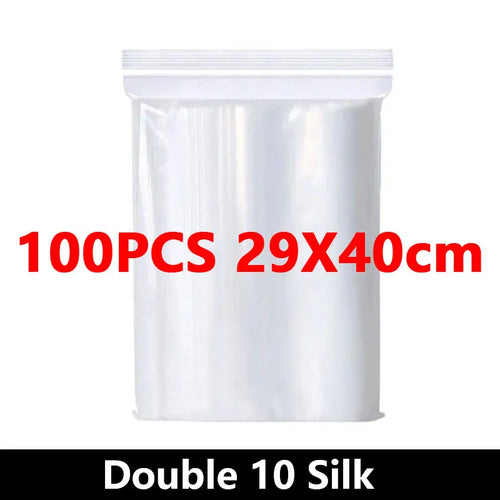 100Pcs Thicken Zipper Sealed Bags Clear Plastic Storage Bag for Small