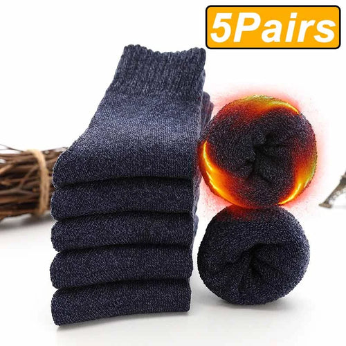 5 Pairs Winter Warm Men’s Socks Wool Male Women Socks Super Thicker
