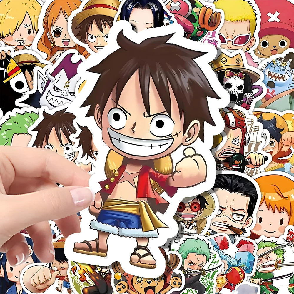 55pcs One Piece Cute Cartoon Stickers DIY Skateboard Phone Case Laptop