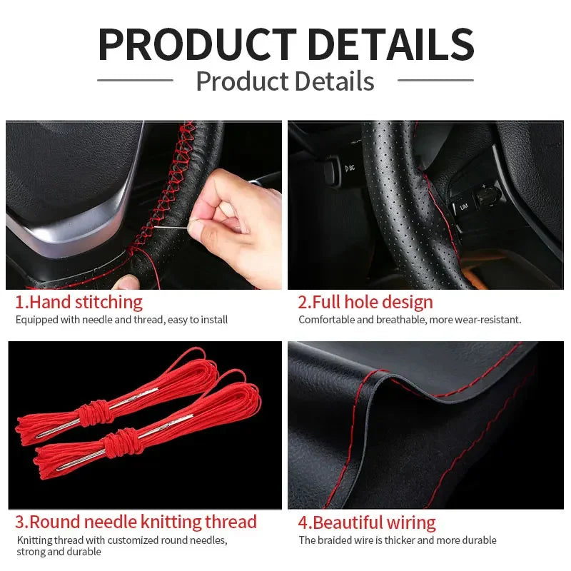 Genuine Leather Steering Wheel Cover For Car Braiding Steering Wheel