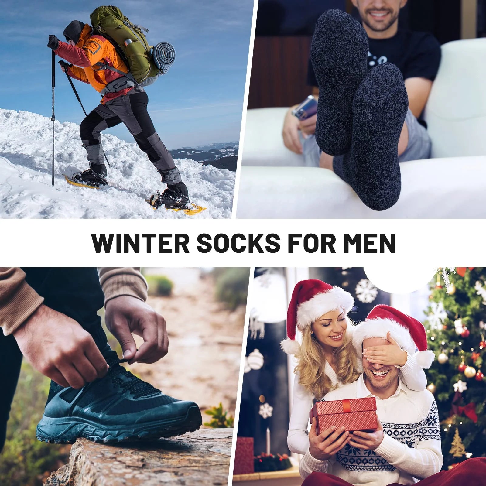 3 Pairs Winter Thick Warm Men’s Wool Socks Outdoor Thermal