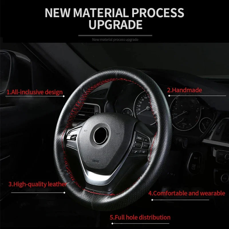 Genuine Leather Steering Wheel Cover For Car Braiding Steering Wheel