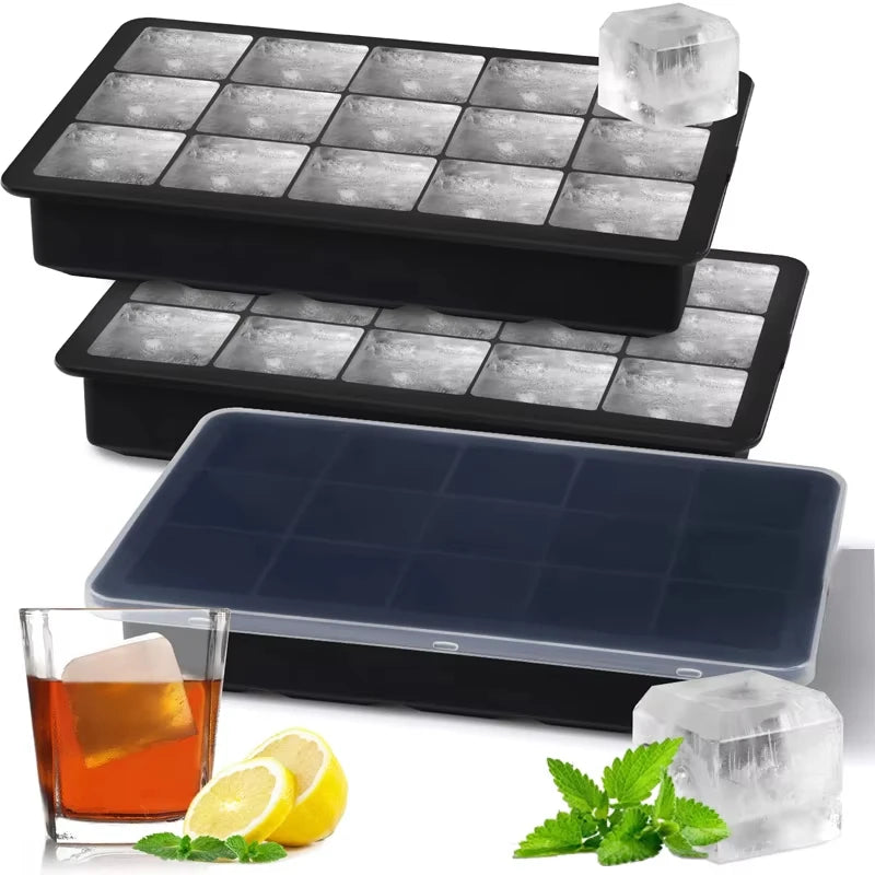 Silicone Ice Cube Tray 4/6/15 Square Ice Cube Moulds 3 x 3 cm Reusable