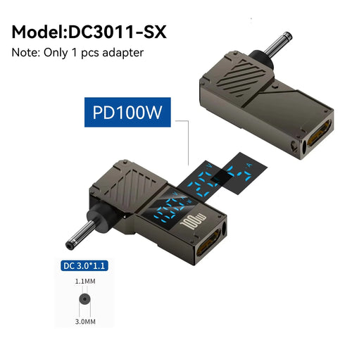 PD100W Type-C to DC Plug Converter USB C to DC Laptop Charging Adapter