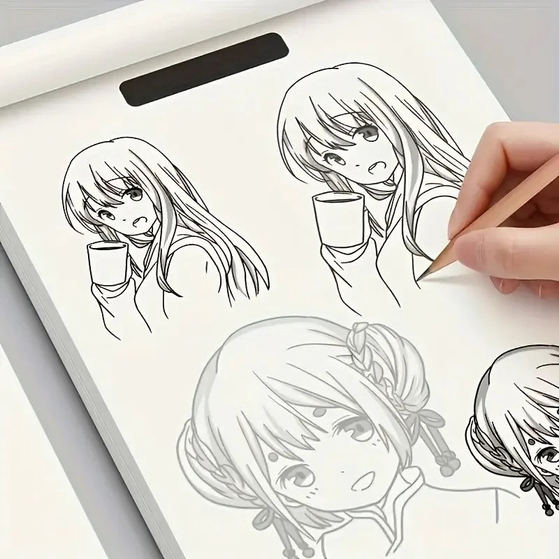 Anime Character Line Art Drawing Book for Beginners - 48 Pages of