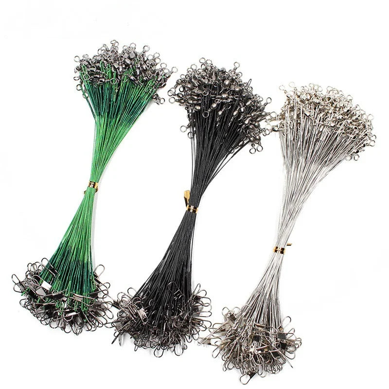 Anti Bite Steel Fishing Line Steel Wire Leader With Swivel Fishing