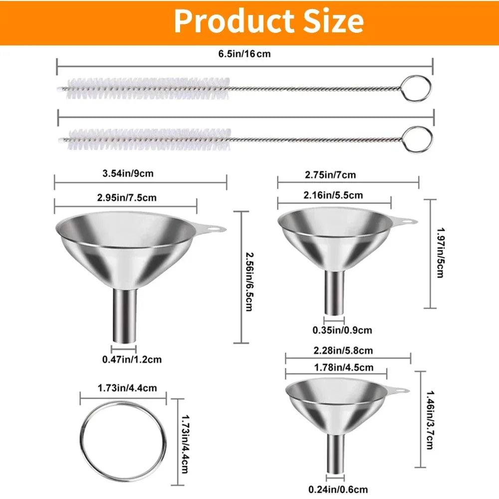 3/5 Pcs Stainless Steel Kitchen Funnels Set Food Grade Metal Funnels