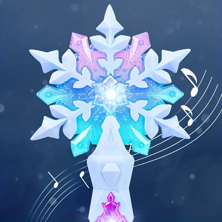 Princess Snow Wand Toy Snowflake Light Sound Sticks Kid Cosplay Fairy