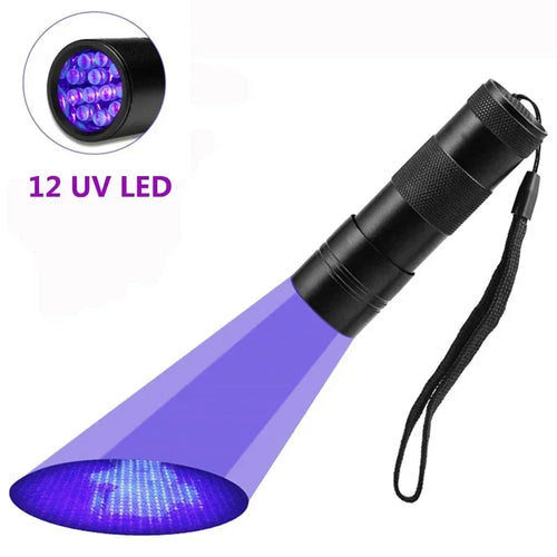9/12 LED Protable UV Flashlight Black Light 395 NM Ultraviolet Torch