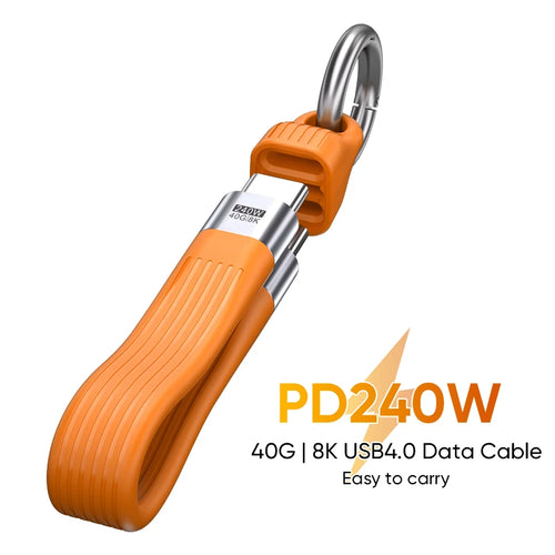 USB-C to Type-C 240W USB4.0 40Gbps Cable Keychain PD3.1 5A 8K@60Hz