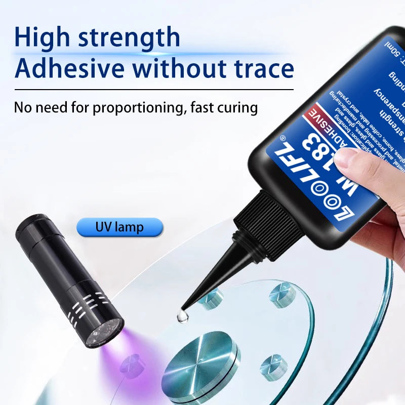 Highly transparent UV glue, waterproof, UV-enhanced curing, used for