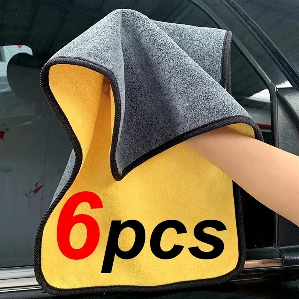 1/2/6pcs Microfiber Cleaning Towel Car Cleaning Cloths Professional