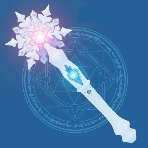 Princess Snow Wand Toy Snowflake Light Sound Sticks Kid Cosplay Fairy